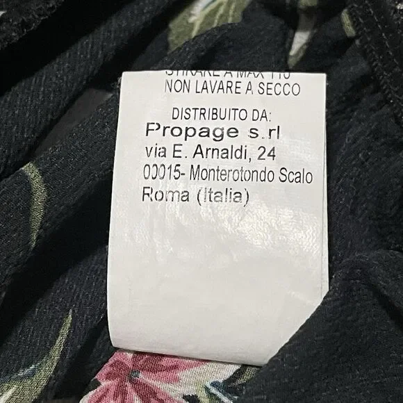 Nuna Lie Blouse Medium Black Marguerite Floral Peplum Mika Style Made in Italy - Picture 6 of 8